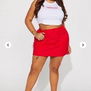 Fashion Nova Vibrant Red Cargo Mini Skirt